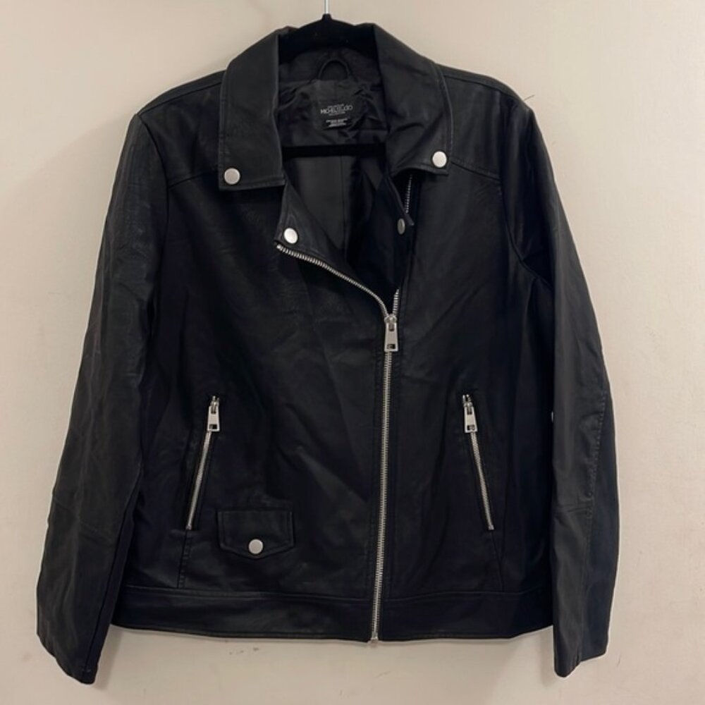 Addition Elle Black Faux Leather Moto Jacket Size 2X